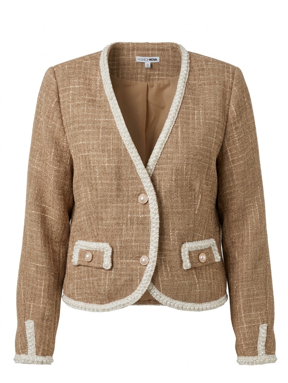 Fashion Nova Beige Tweed Jacket